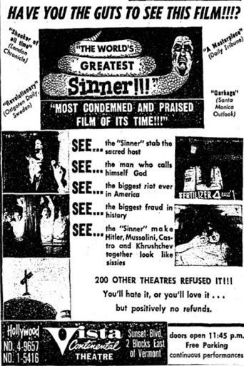 Watch The World's Greatest Sinner 1962 poster